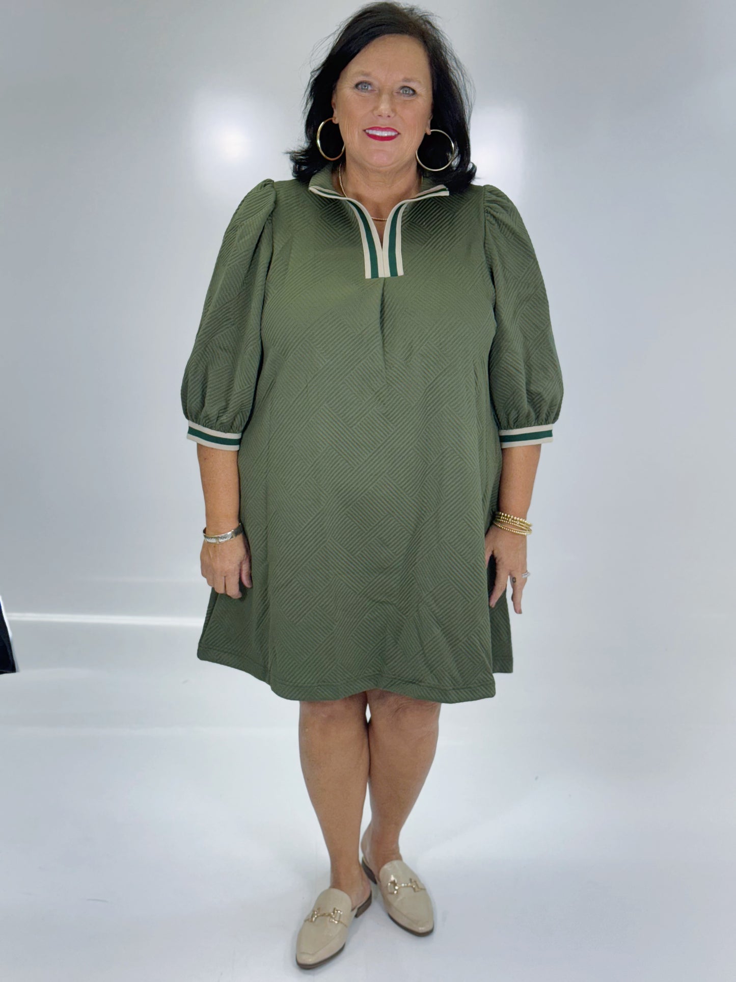 The Sloan Dress in Olive-Curvy