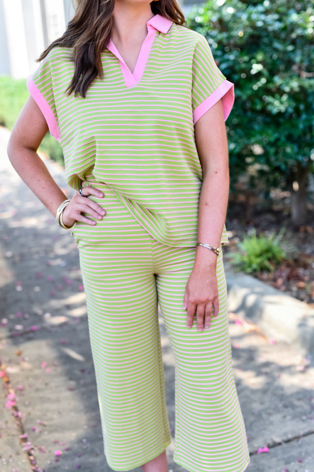 Oversized Pullover Top with Textured Stripe