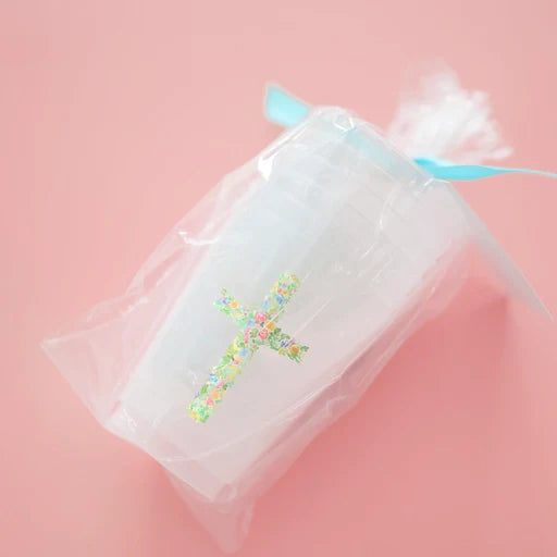 Floral Cross Frosted Cups | Set of 6