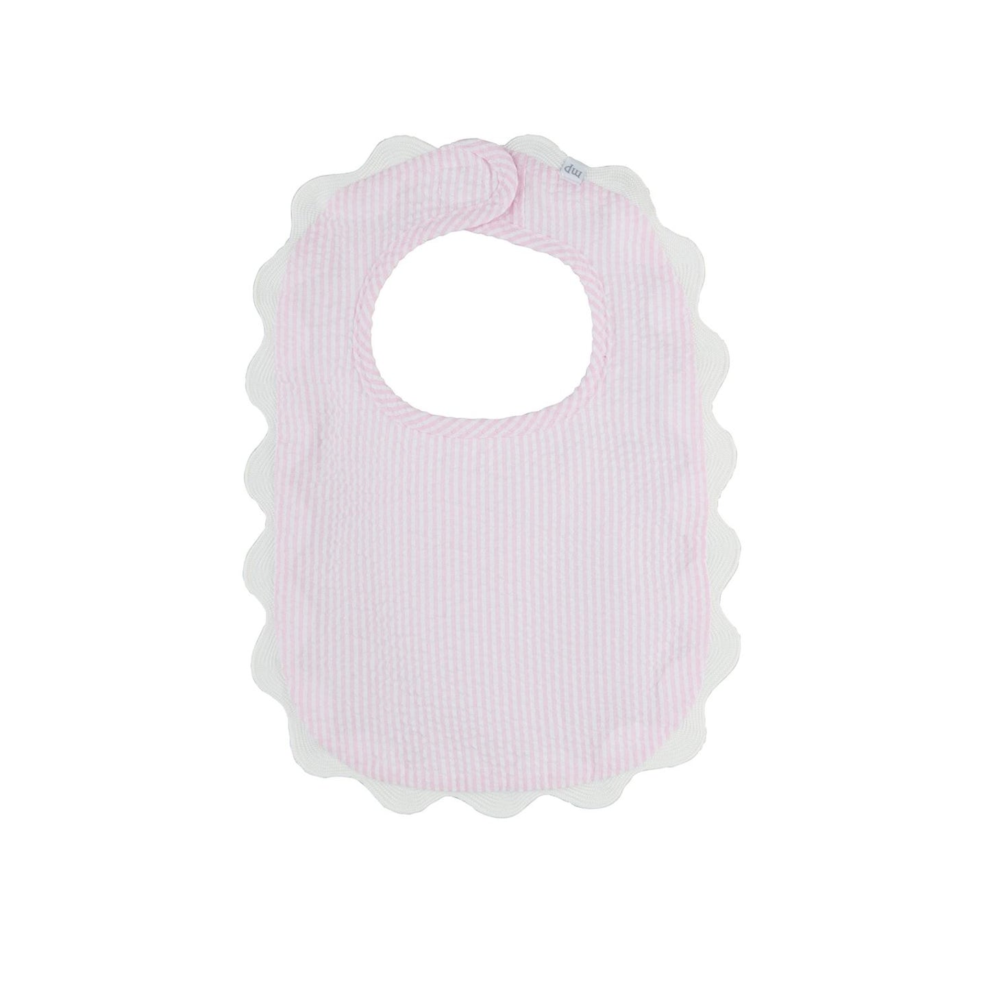 Pink Seersucker Scallop Bib