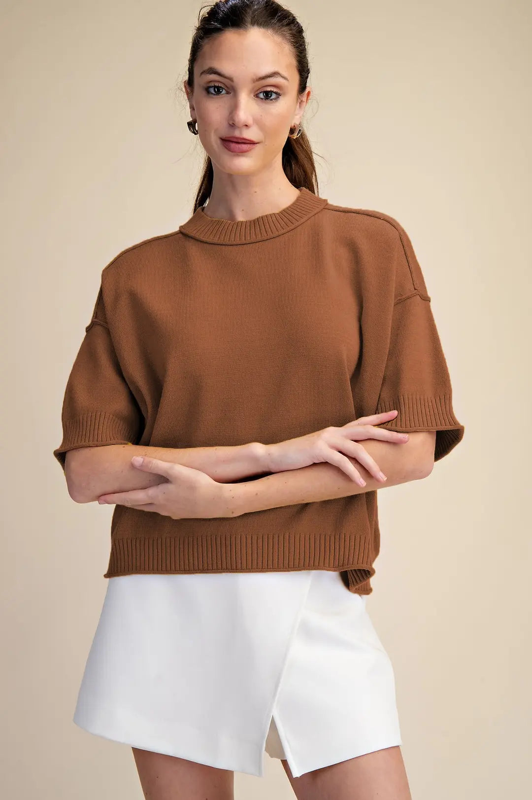Crew Neck Sweater in Camel