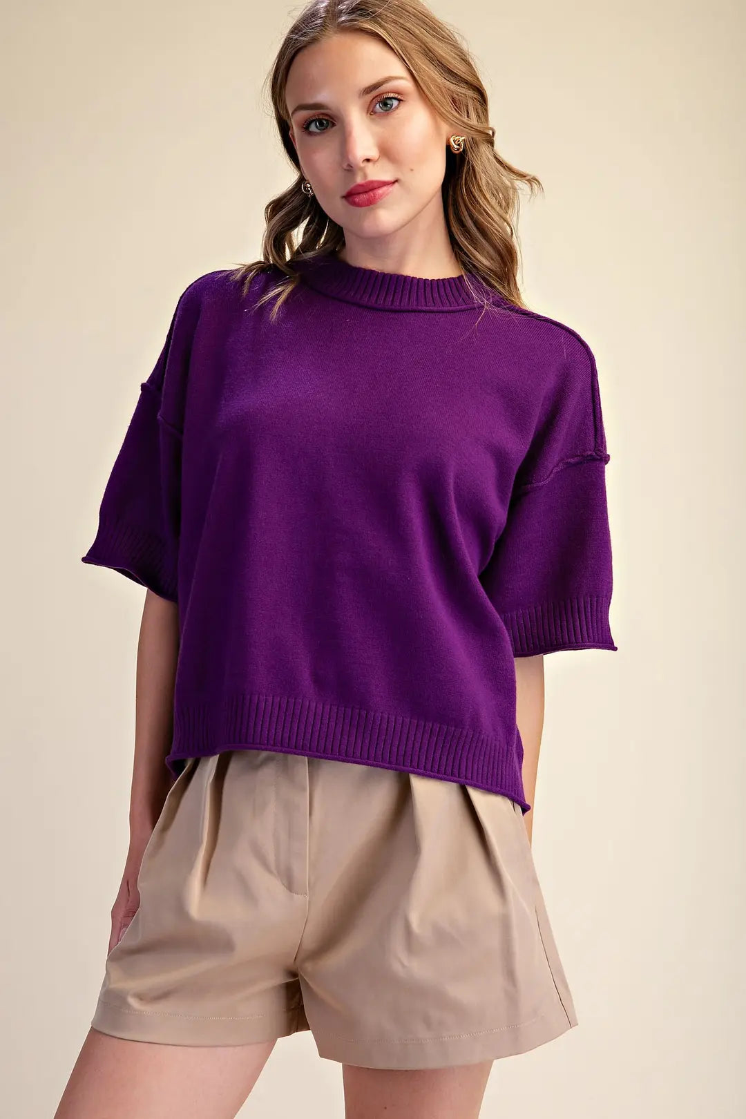 Crew Neck Sweater in Purple