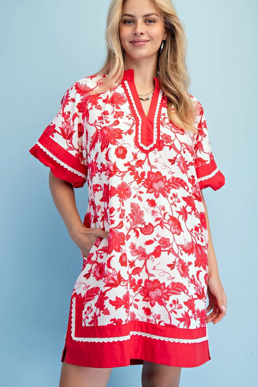 In the Loop Floral Dress- Red