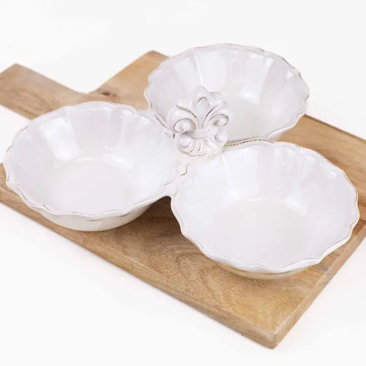 Fleur De Lis Tri Server Antique White