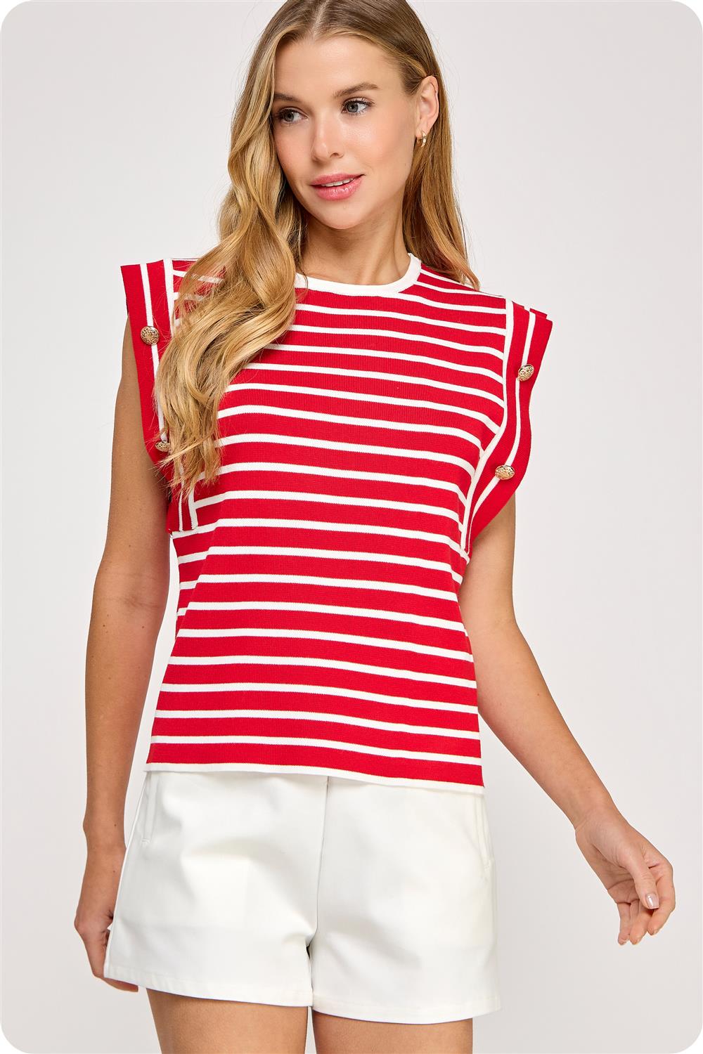 The Striped Sleeveless Knit Top