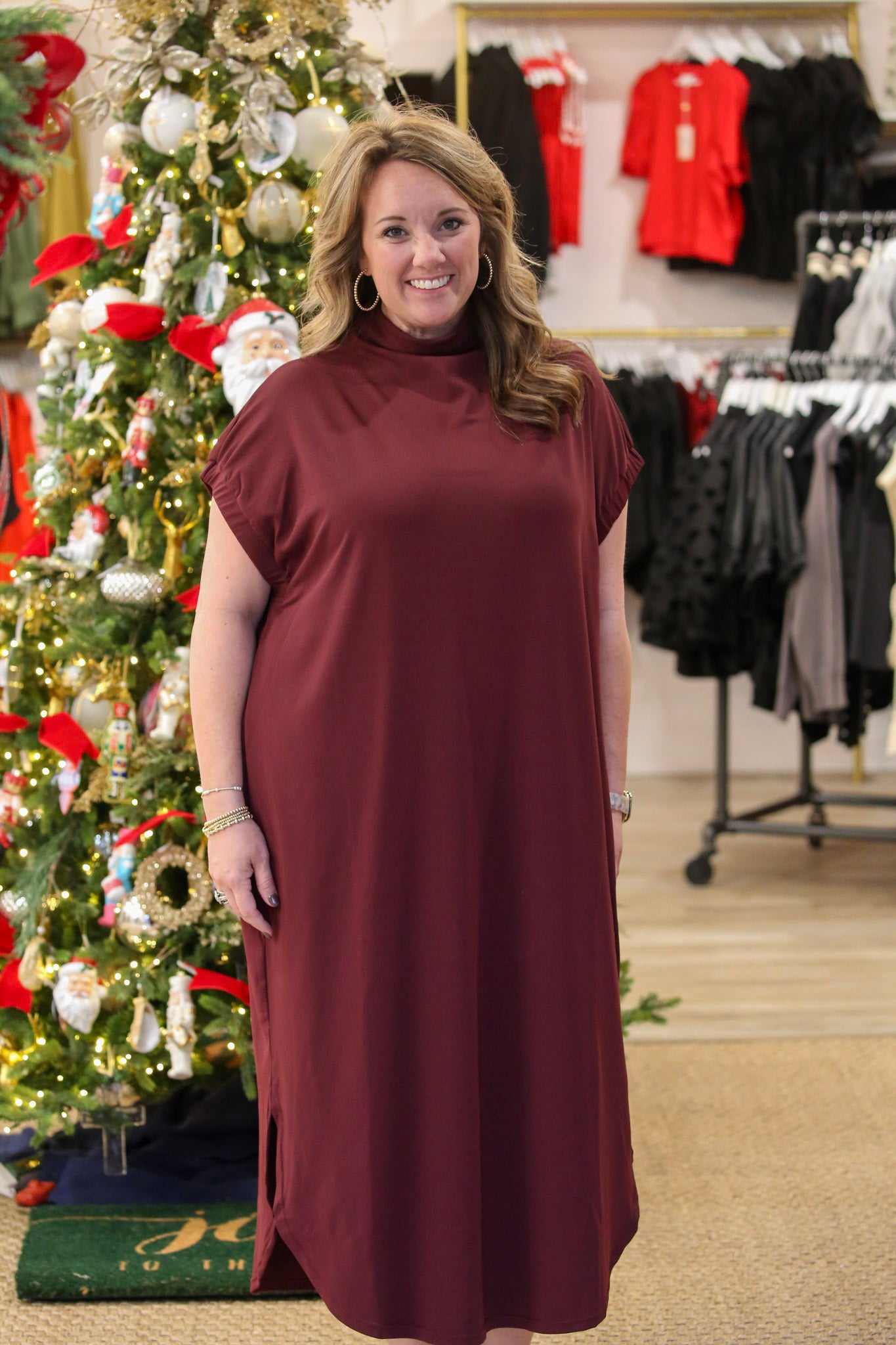The Carter Midi Dress in Burgundy