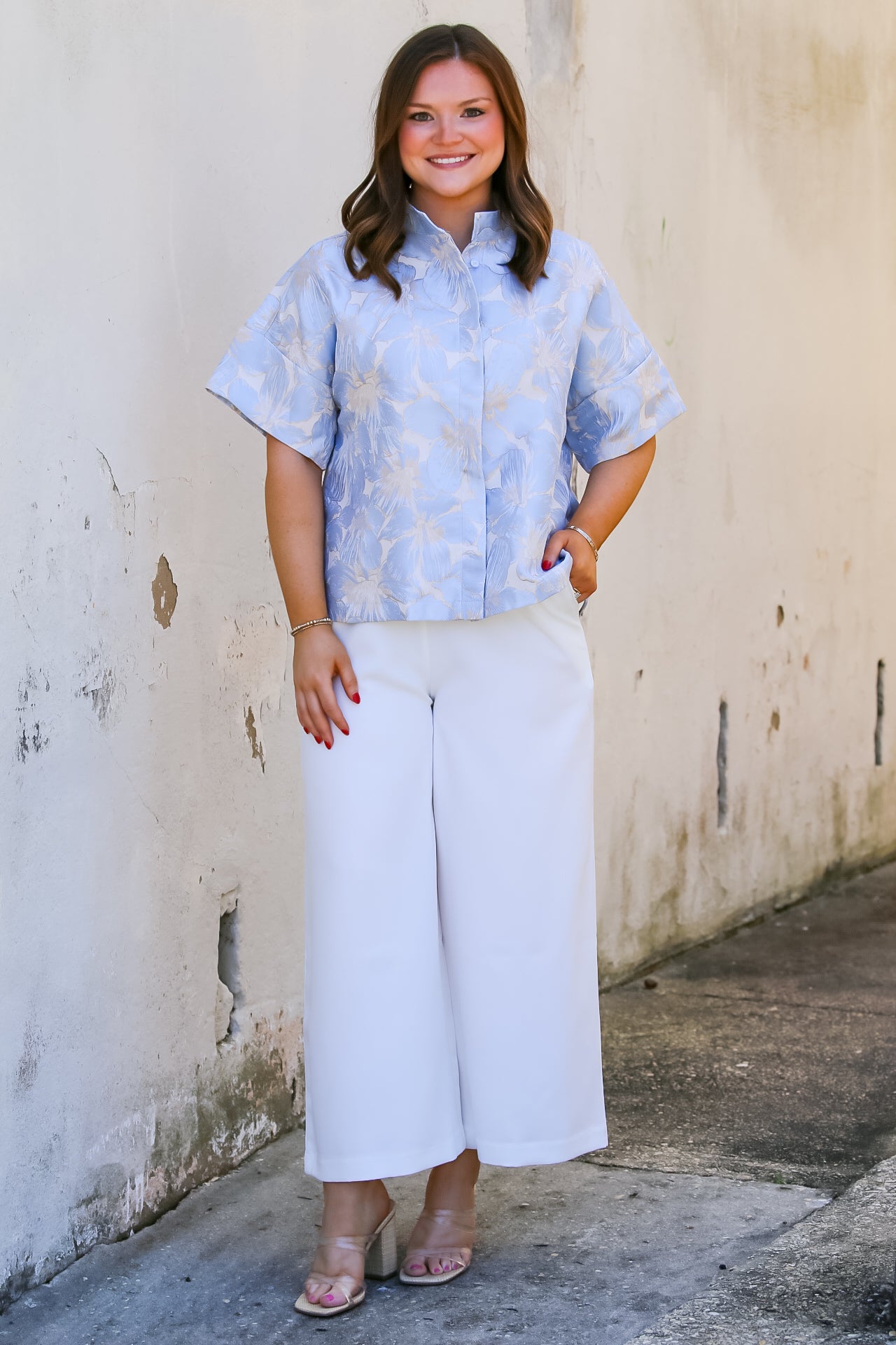 The Romantic Garden Top in Sky