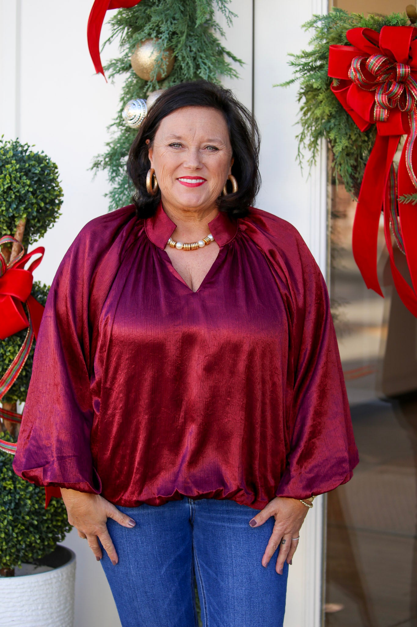 The Colette Blouse in Burgundy