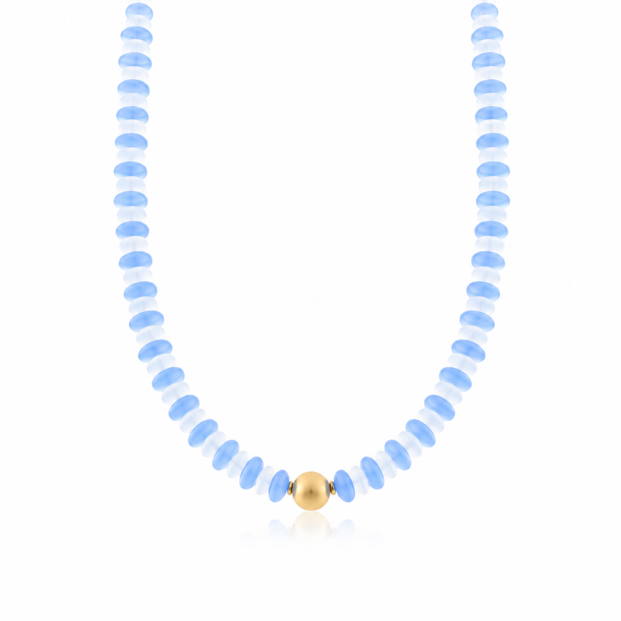 Metal Ball & Beads Necklace-Blue