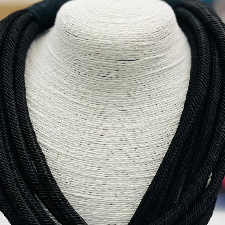 Slub 8 Strand Necklace-Black