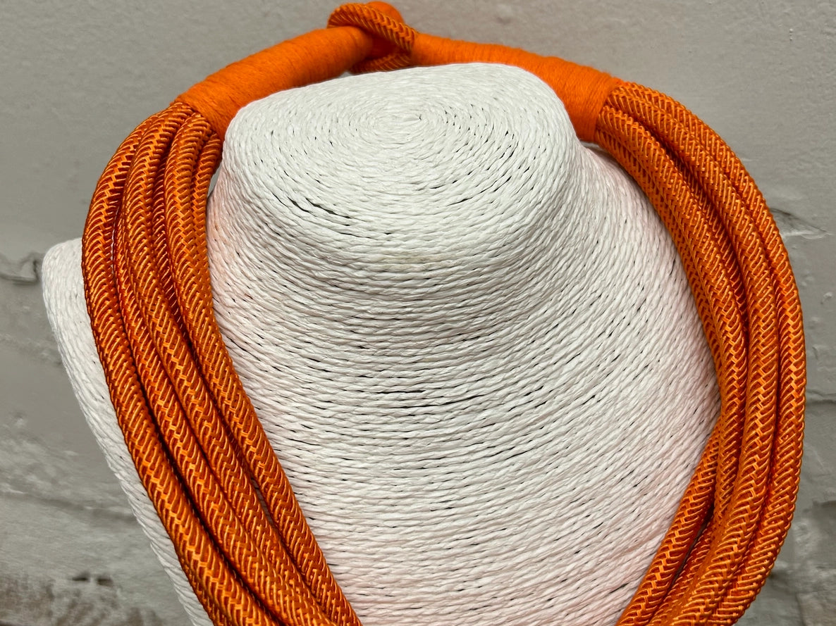 Slub 8 Strand Necklace-Orange