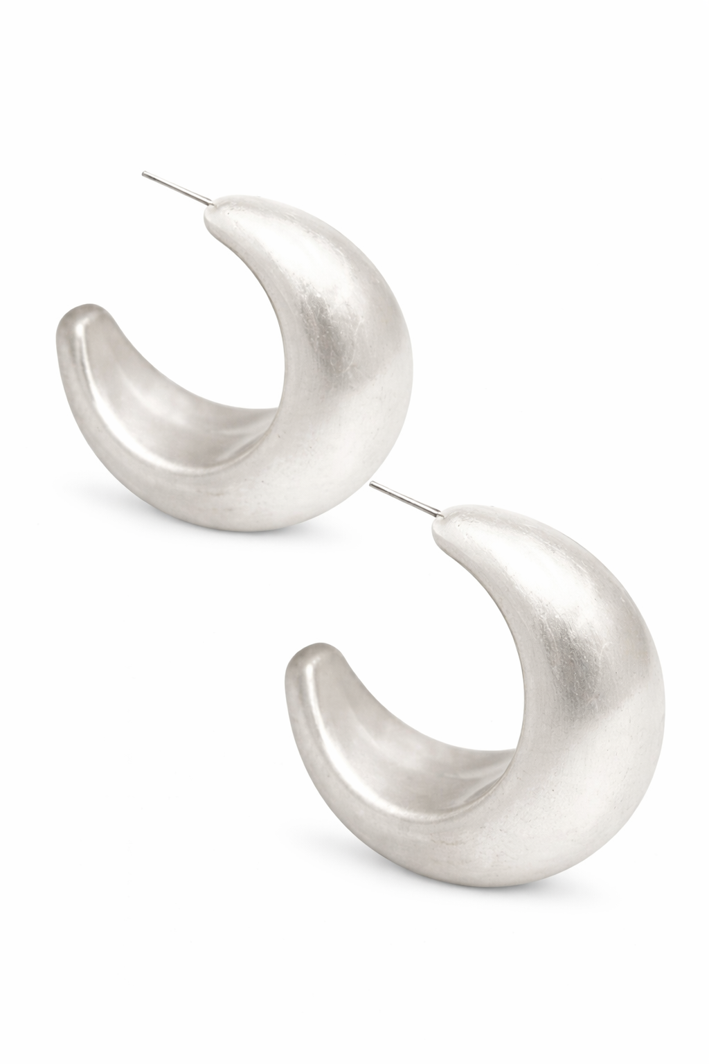 Silver Crescent Hoops