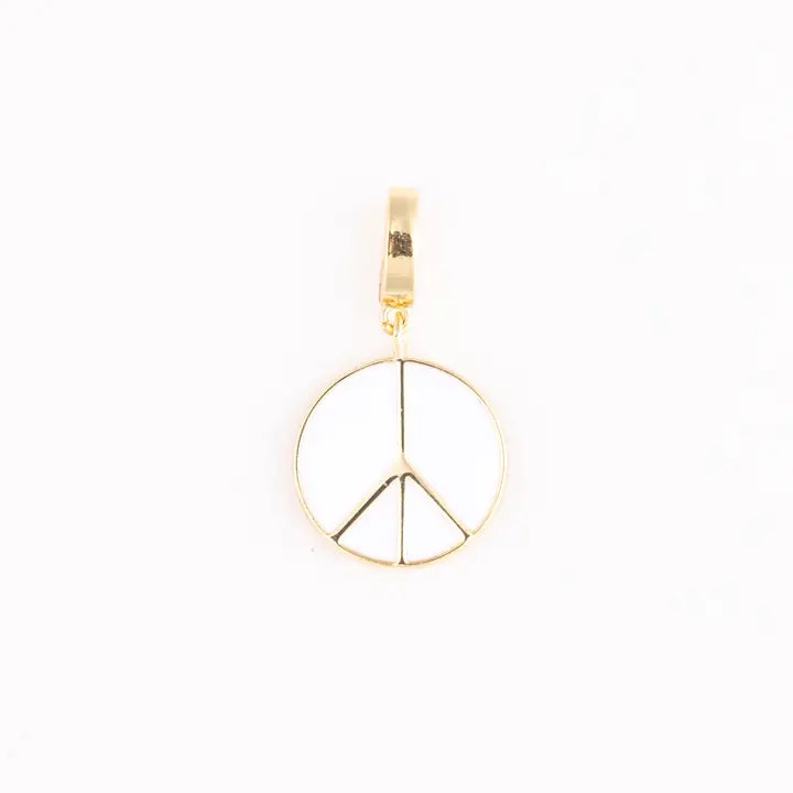 Charm Luxe White Peace Sign