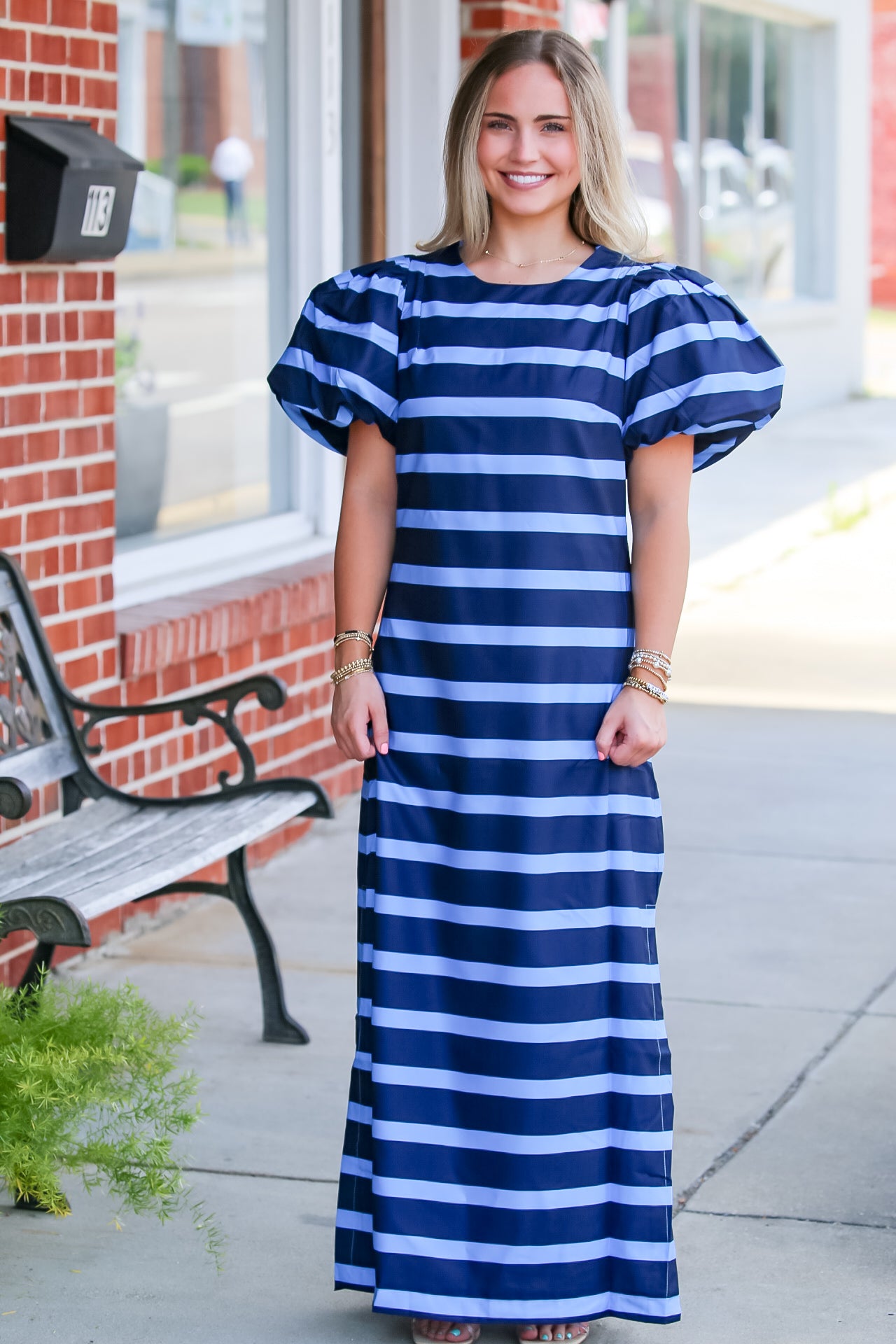 Seaside Society Dress in Navy/Blue