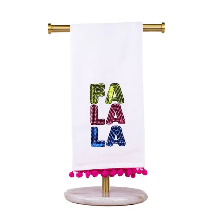Falala Sequin Pom Pom Hand Towel