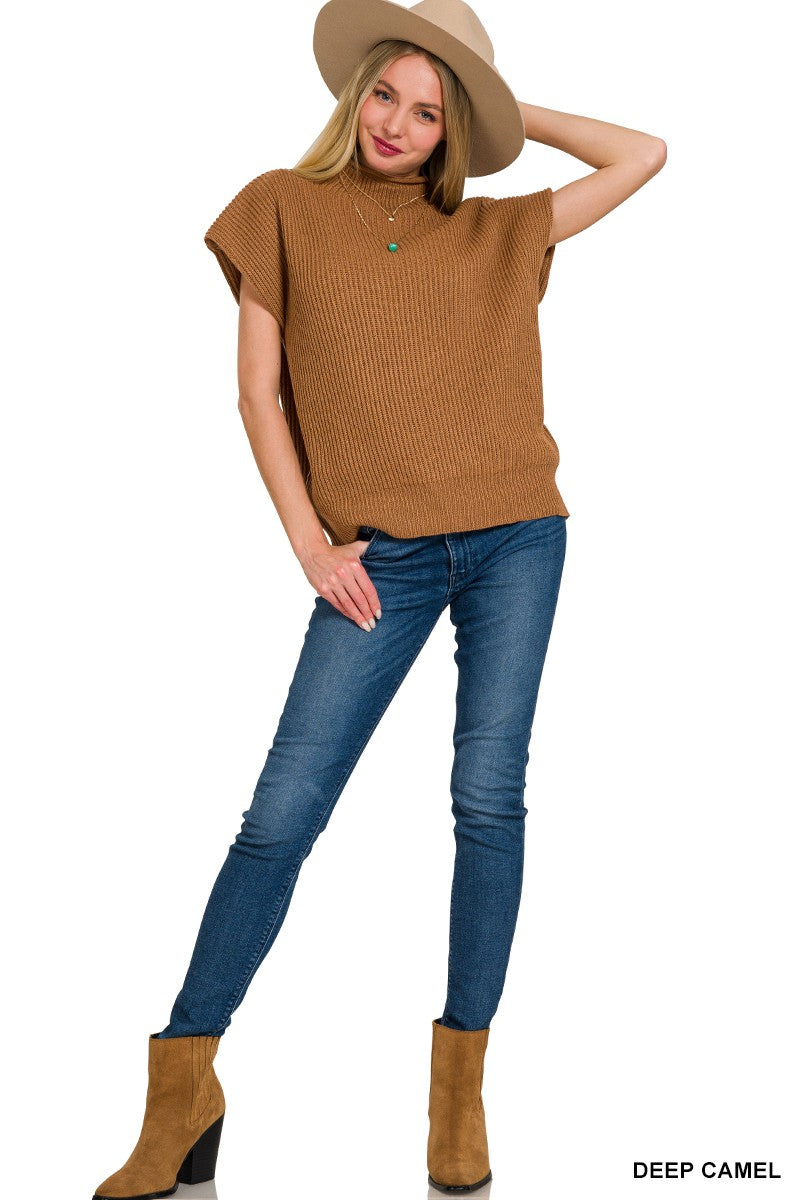 The Easy Does It Sweater Top in Deep Camel