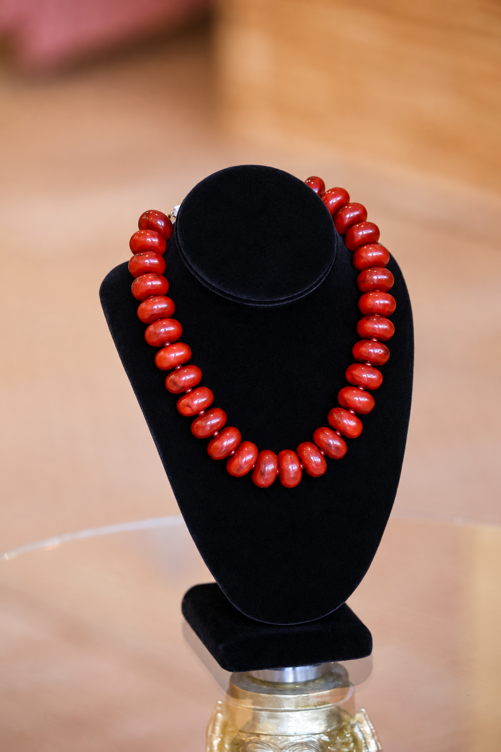 Colored Flat Ball Necklace-Brown