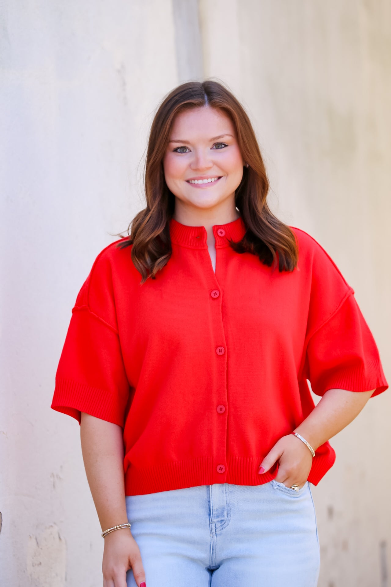 Everyday Cardigan Sweater in Red
