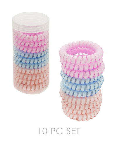 10 pcs Set Spiral Hair Tie- Peach