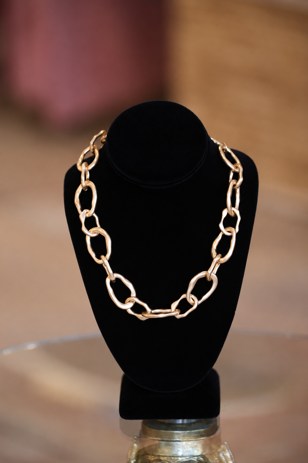 Hammered Oval Chunky Chain Necklace