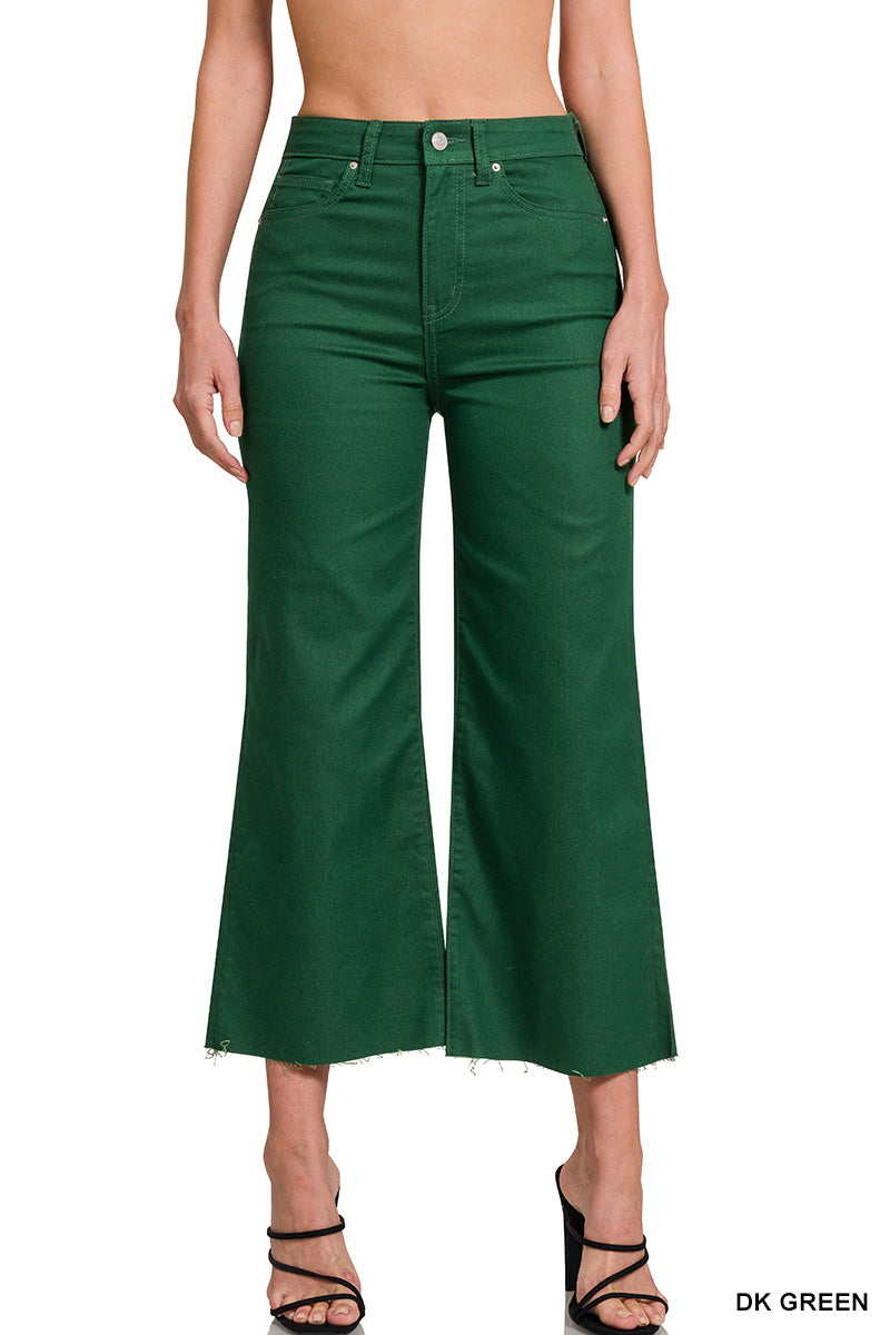 High Rise Cropped Flare Jean- Green