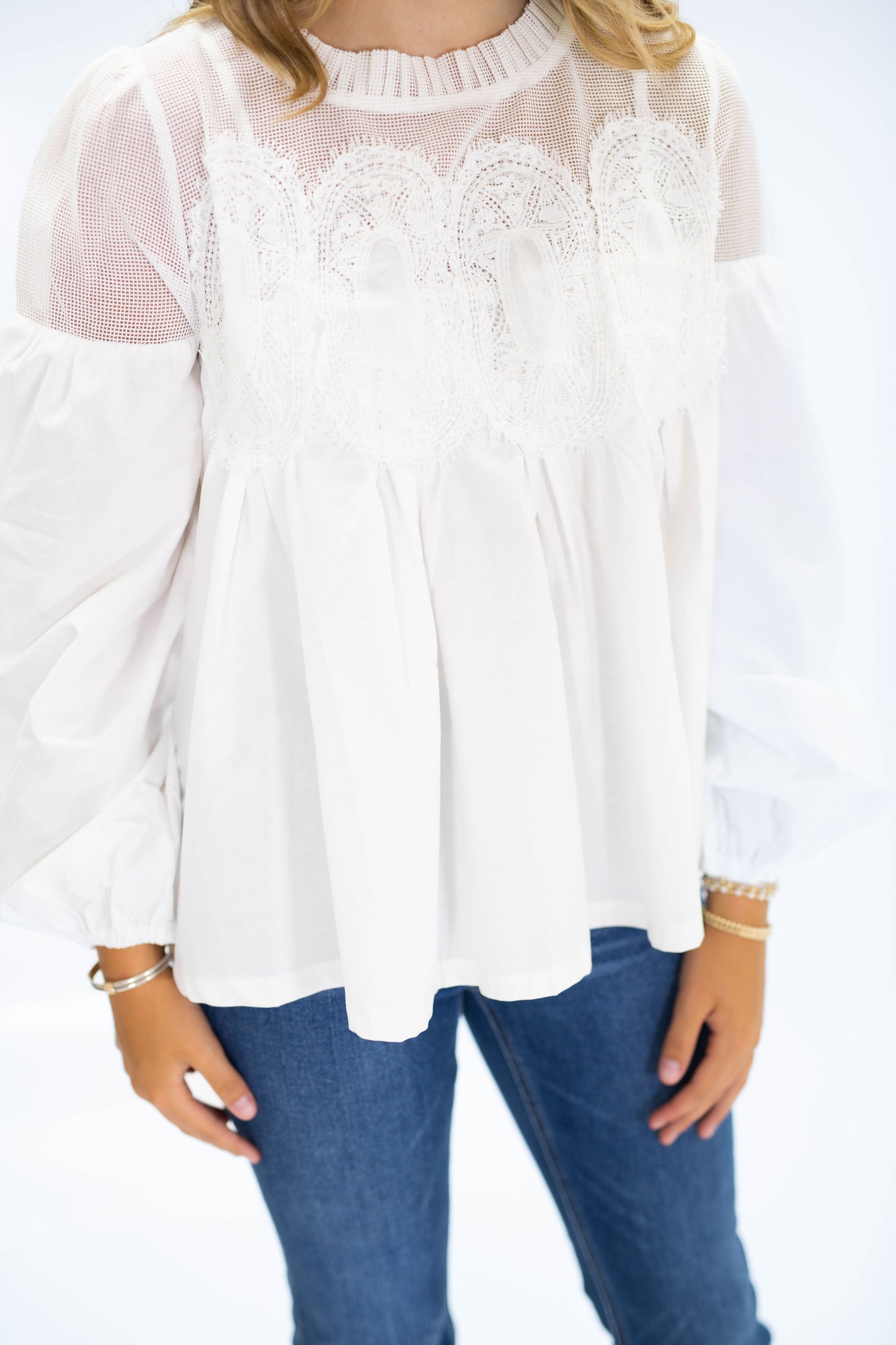 The Magnolia Lace Blouse in White