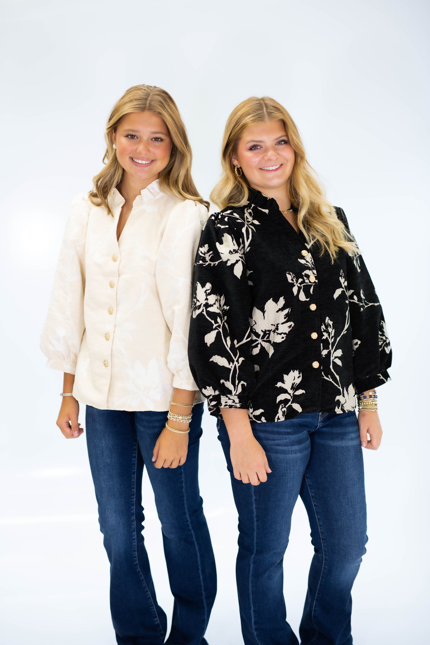 The Gia Jacquard Top in Oatmeal