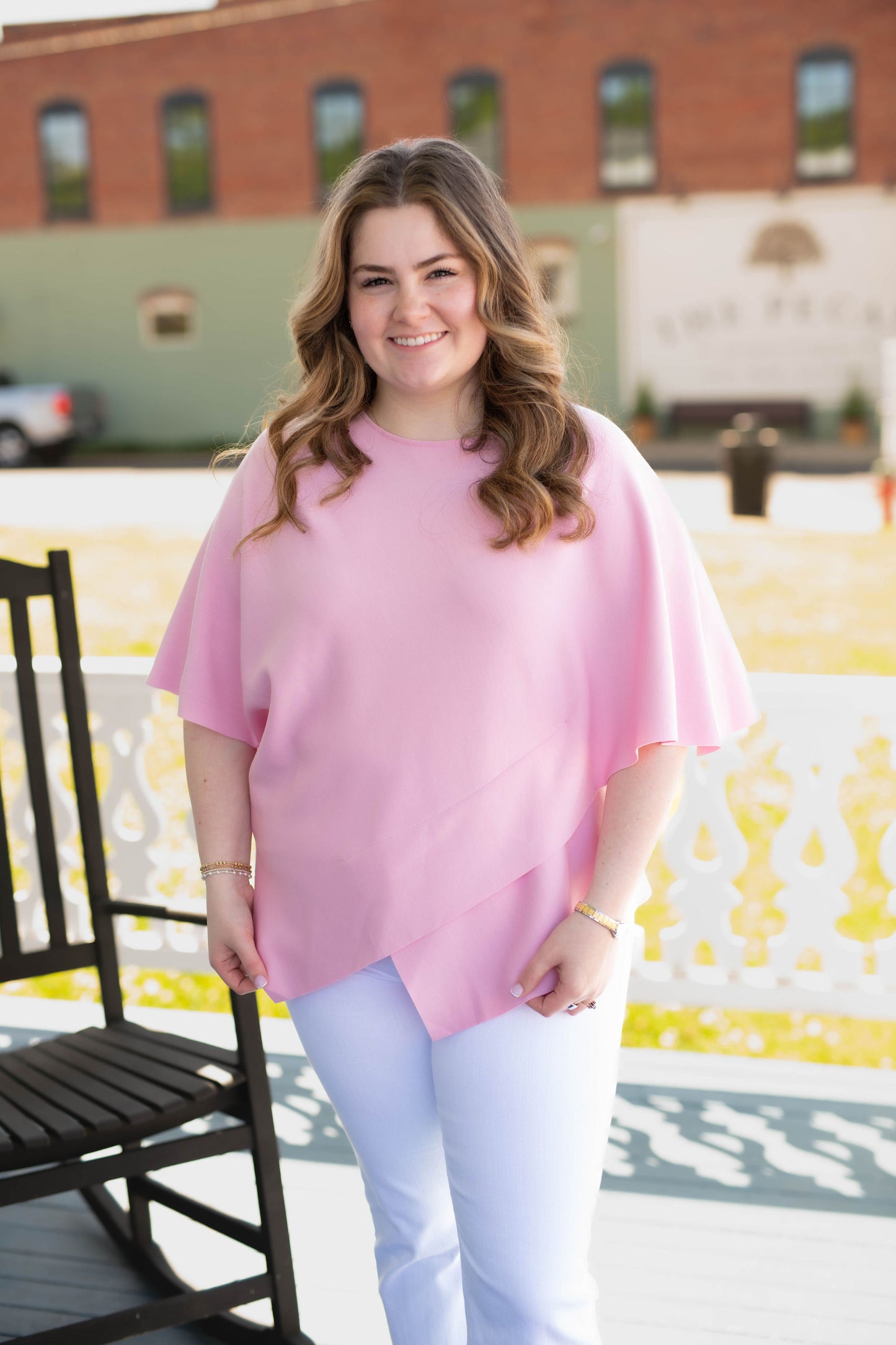 Scuba Crossover Poncho Top in Pink