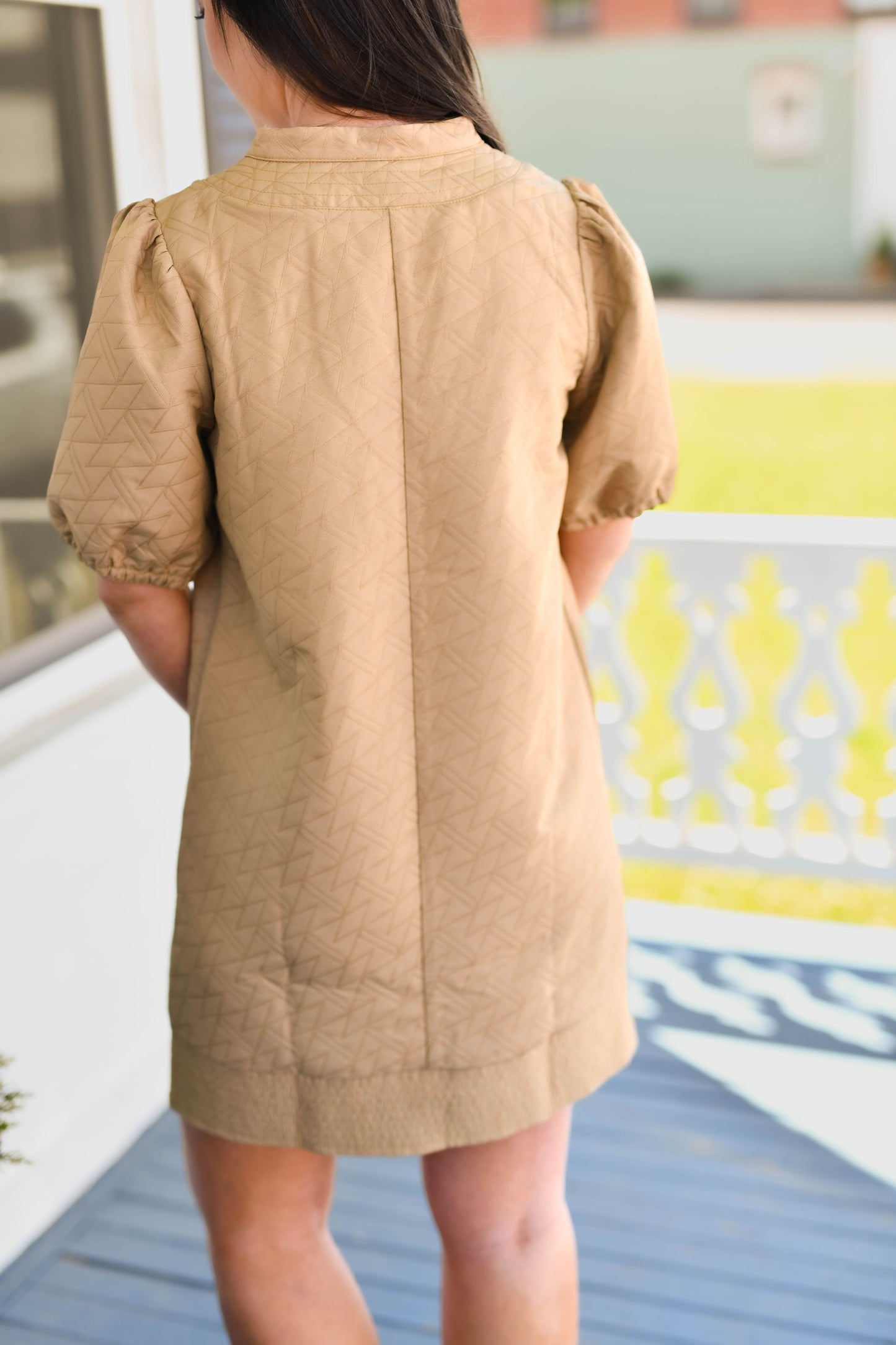 Geometric Quilted design Stitch Detailed Dress