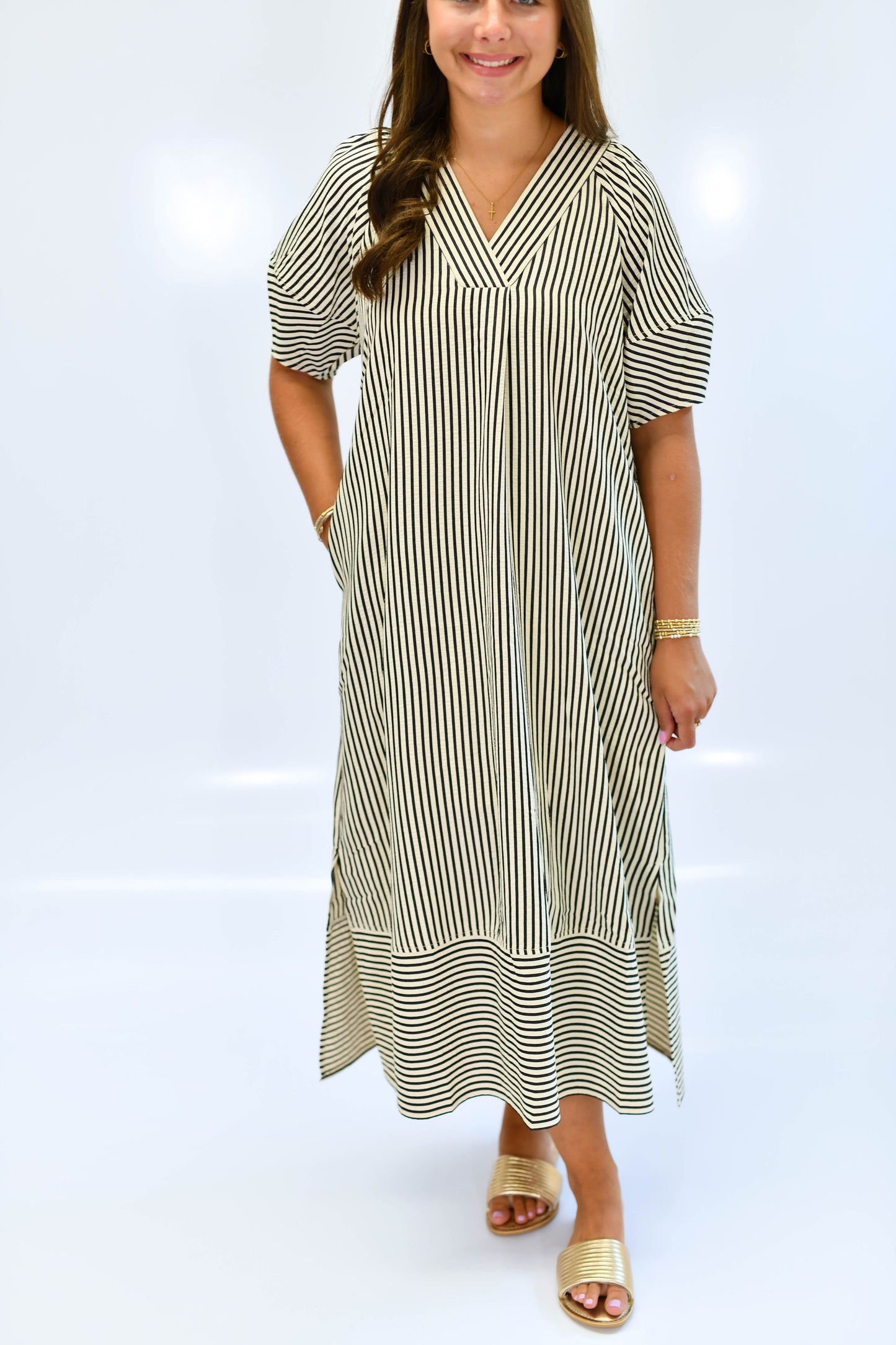 The Owens Stripe Dress in Black