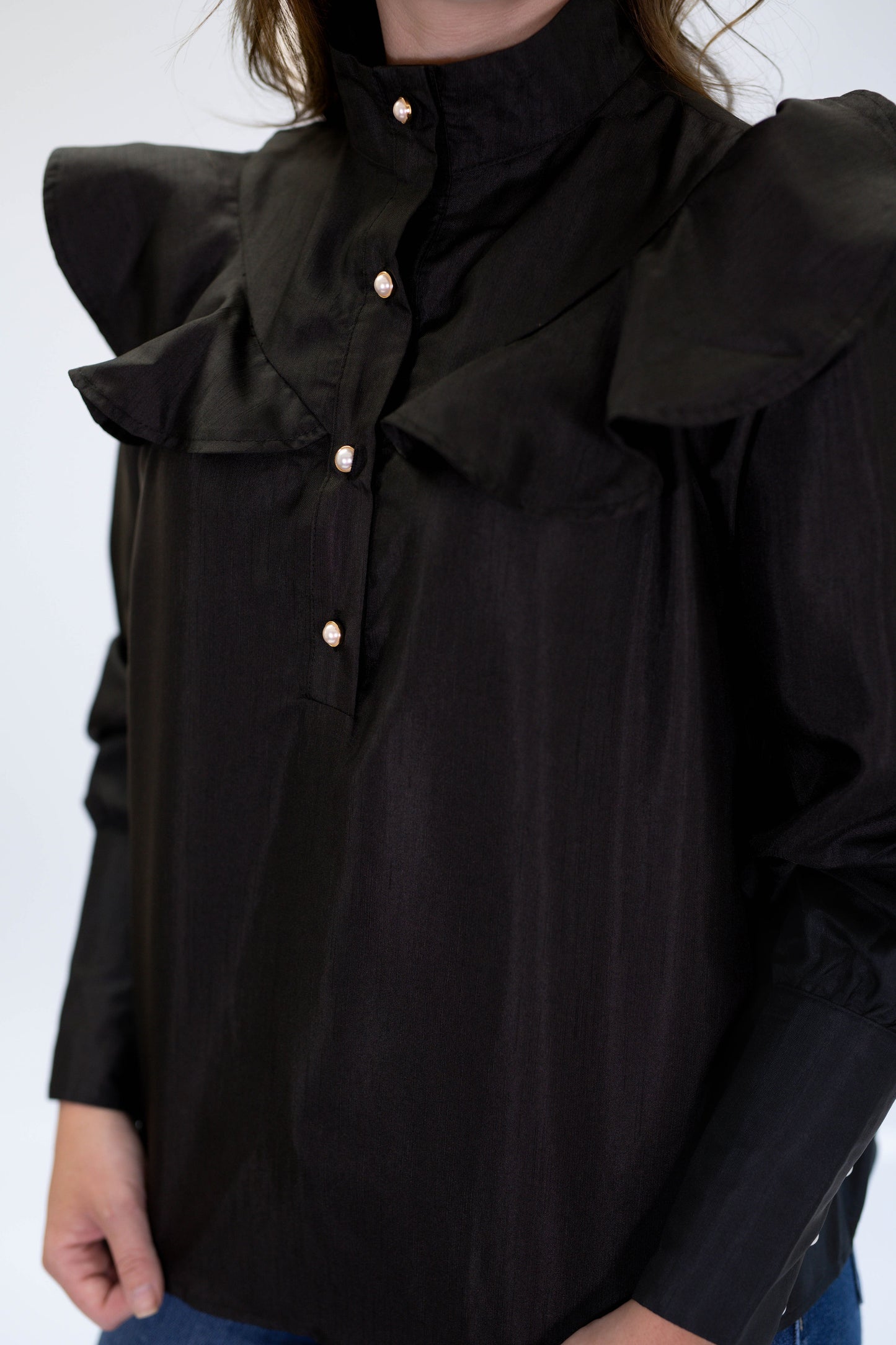 The Honey Ruffle Top-Black