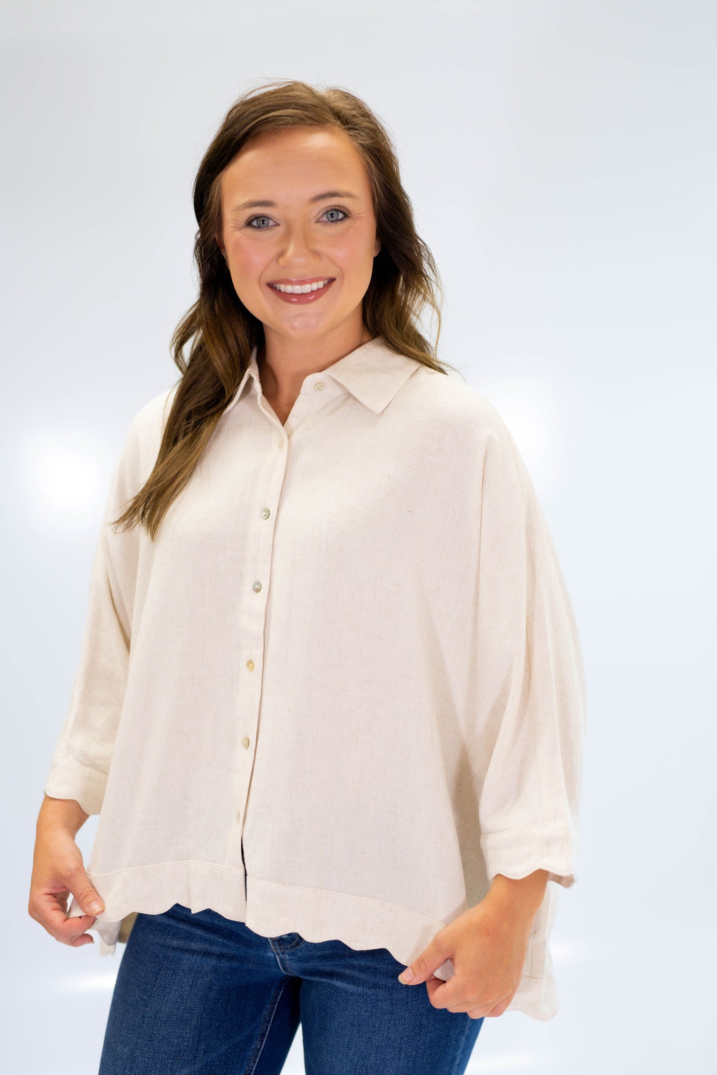 The Linen Drift Top in Oatmeal