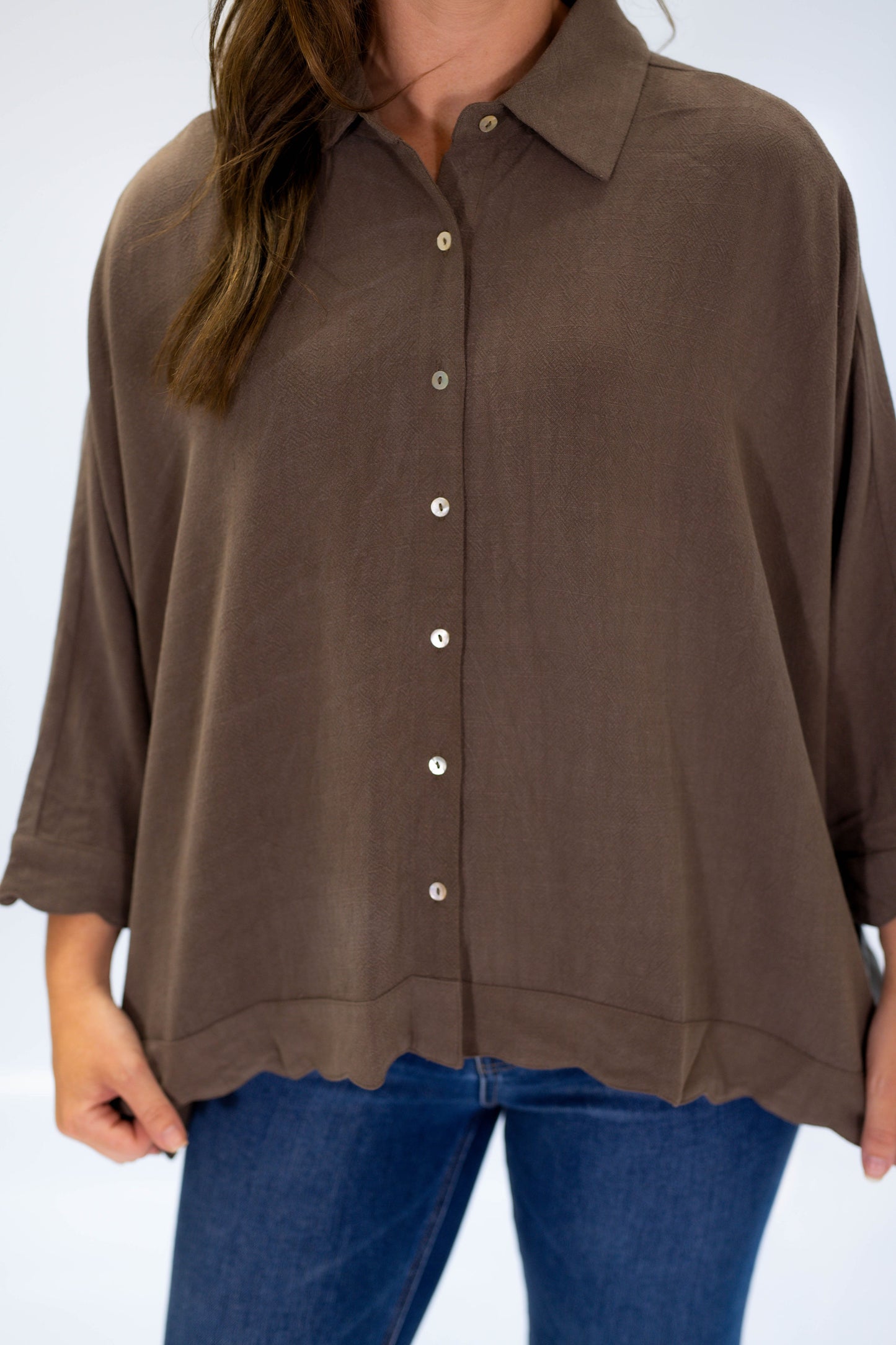 The Linen Drift Top in Espresso