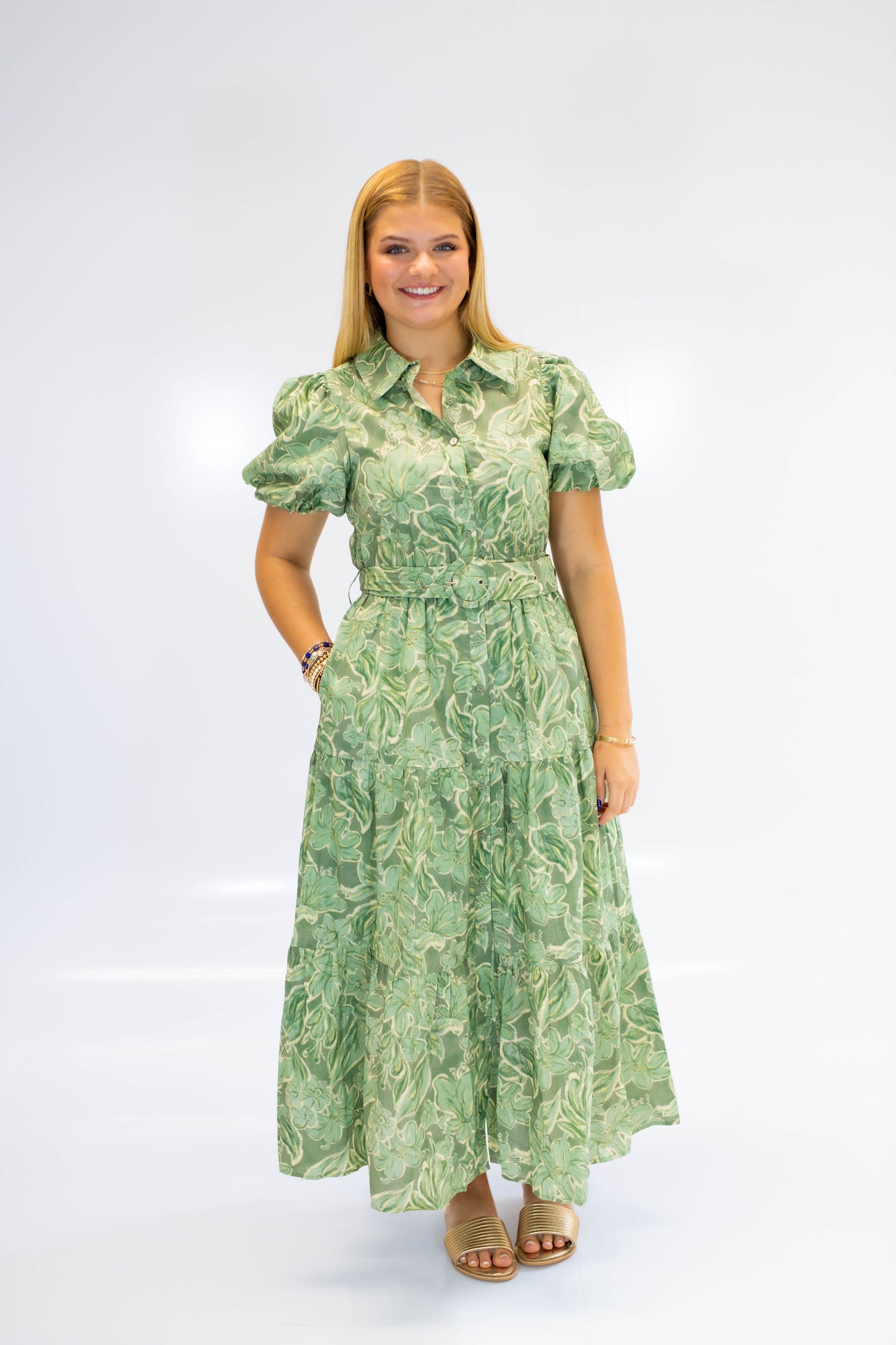 The Verdant Bloom Belted Dress