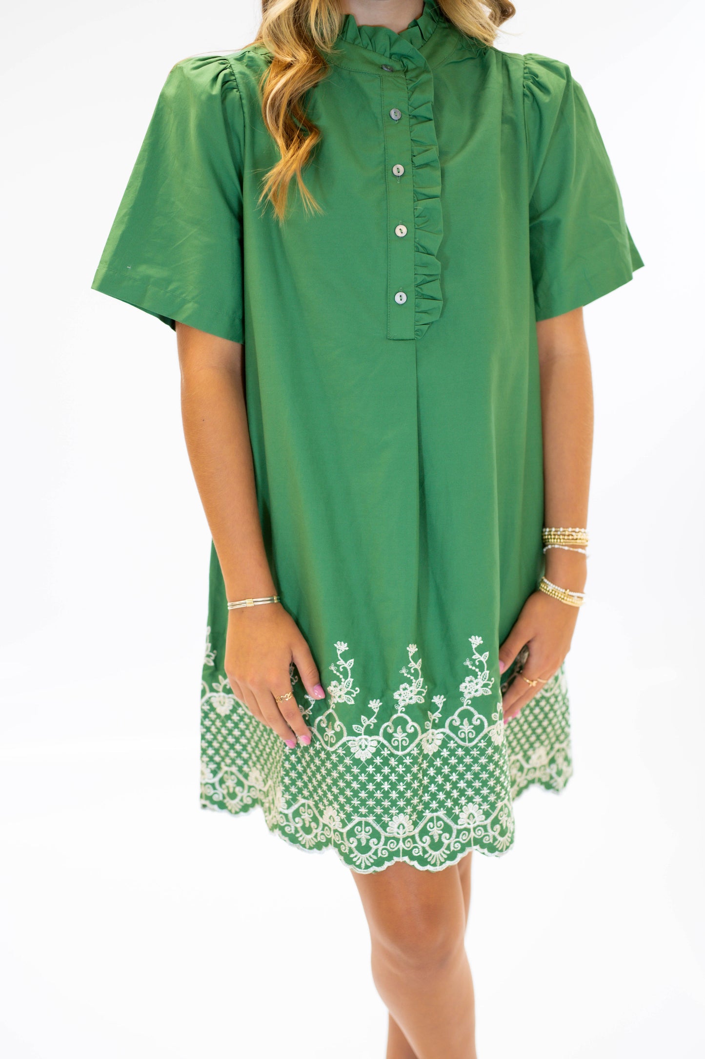 The Primrose Embroidered Dress-Pine