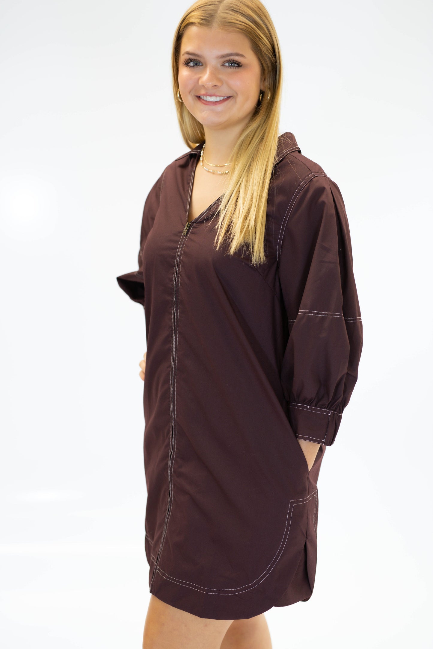 The City Stitch Dress- Brown