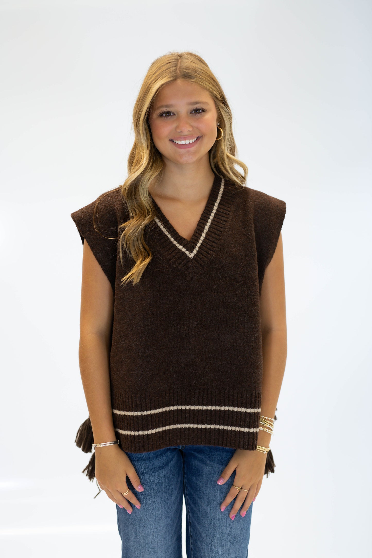 The Ivy Lane Sweater Vest- Brown