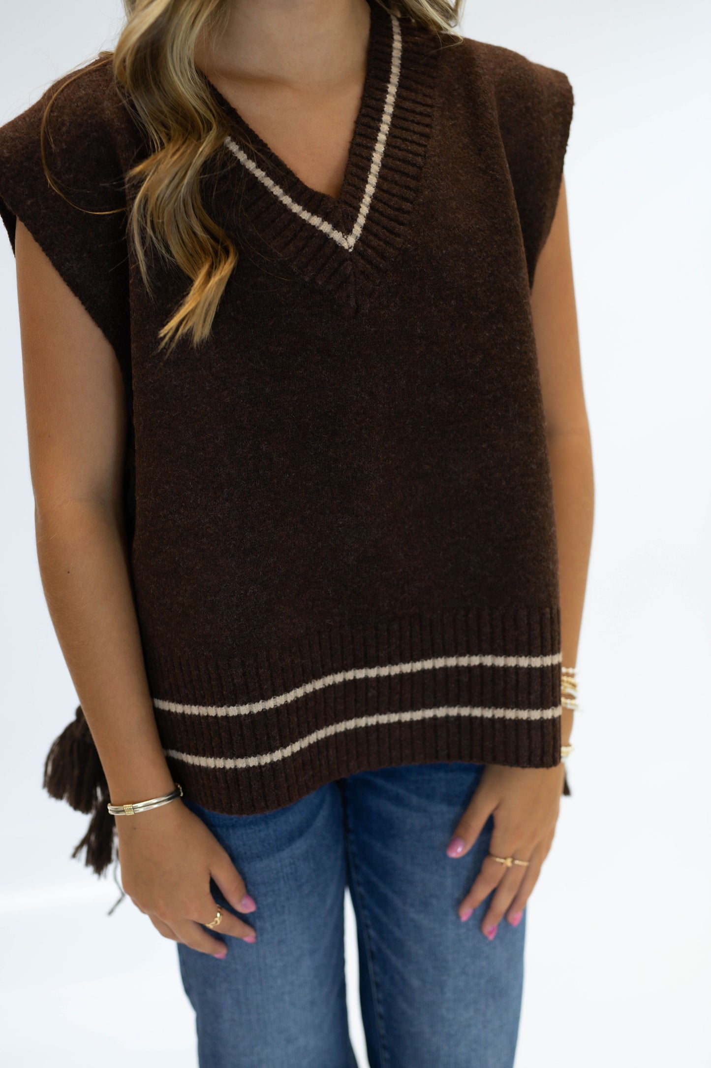 The Ivy Lane Sweater Vest- Brown