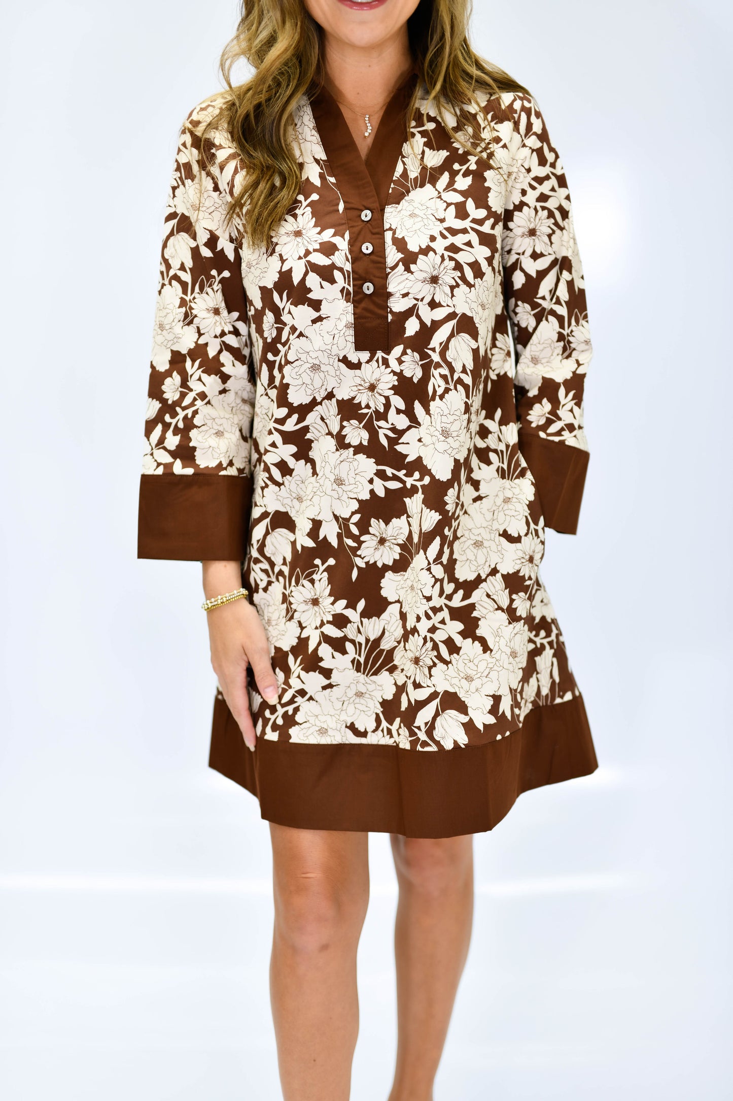 Autumn Bloom Dress-Brown