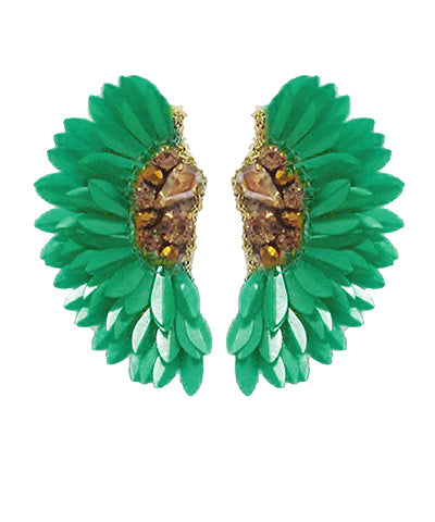 Sequin Fan Earrings-Green