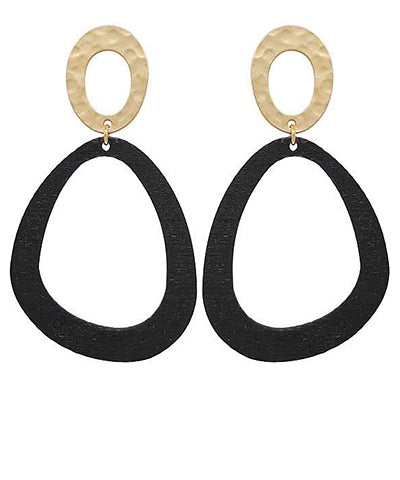 Hollow Teardrop Earrings-Black