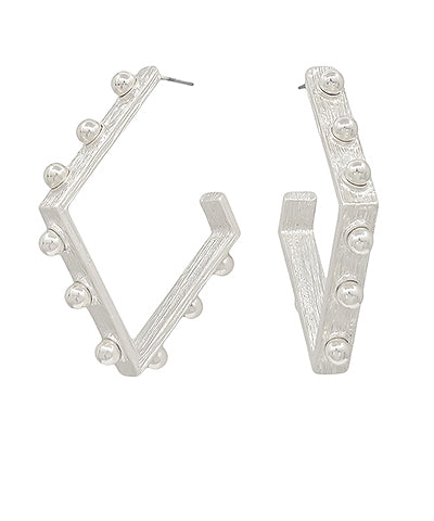 Stationed Beaded Hoops- Silver