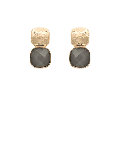 Textured Metal Earrings- Grey