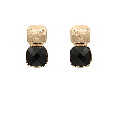 Textured Metal Earrings- Black