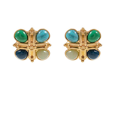 Vintage Studded Earrings- Turquoise