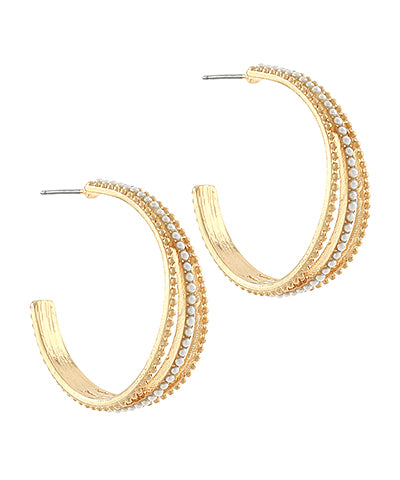 Pave Pearl Hoops