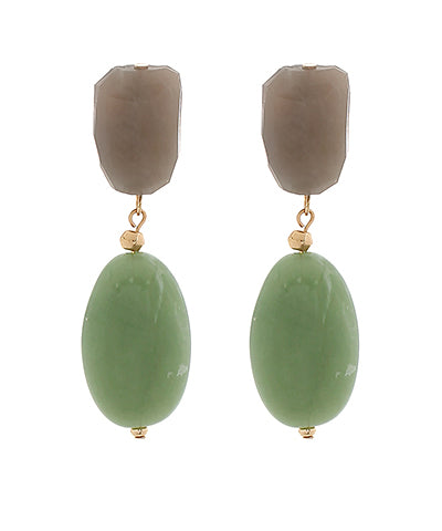 Acrylic Oval 2 Drop Earrings-Jade