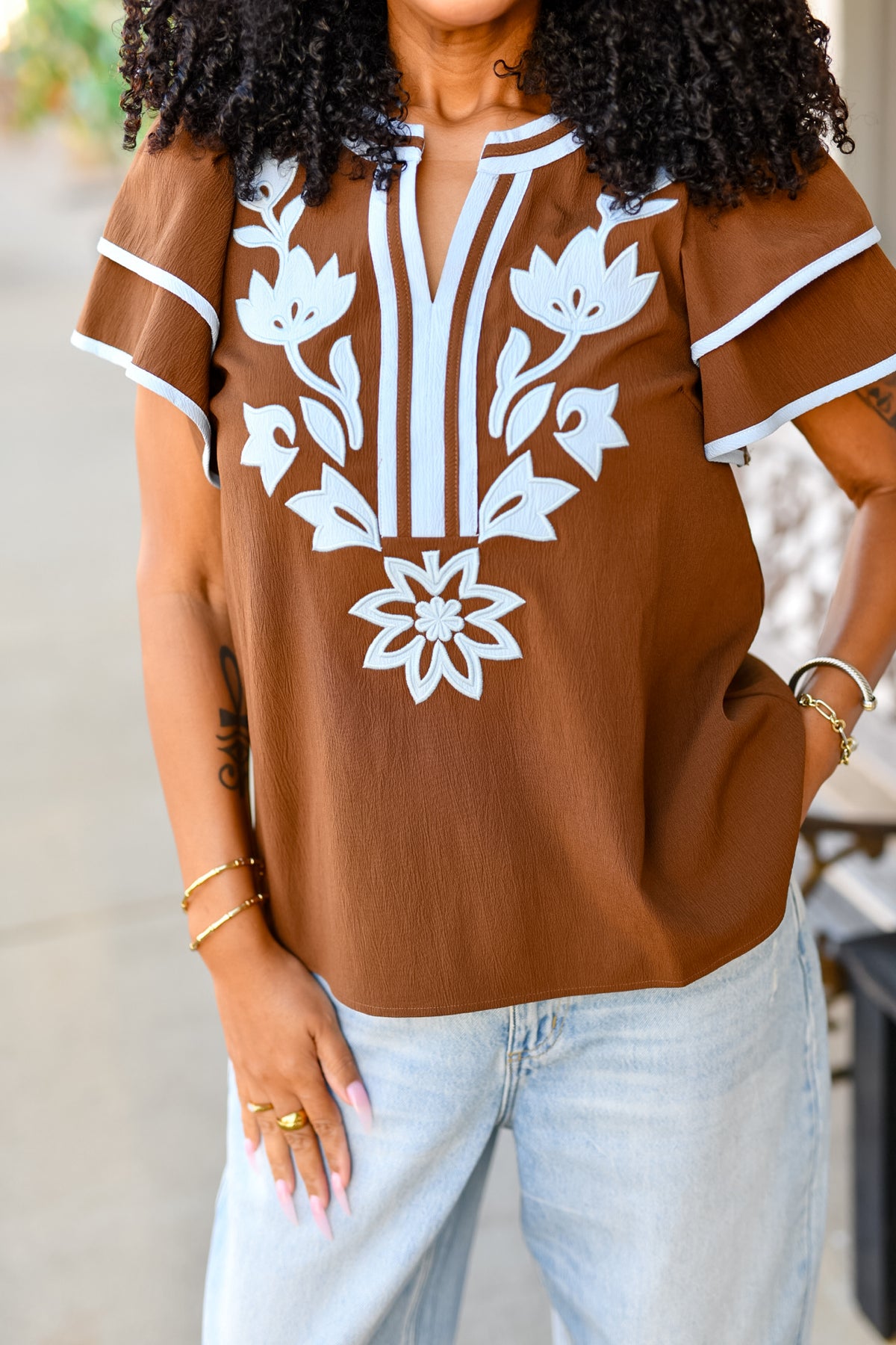 The Magnolia Muse Top in Brown