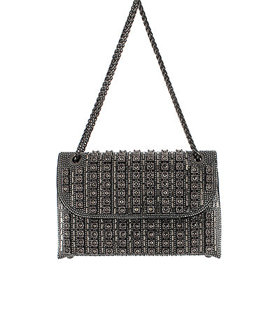 Pave Beaded Bag- Gunmetal