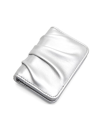 Credit Card Leather Snap Wallet-Silver